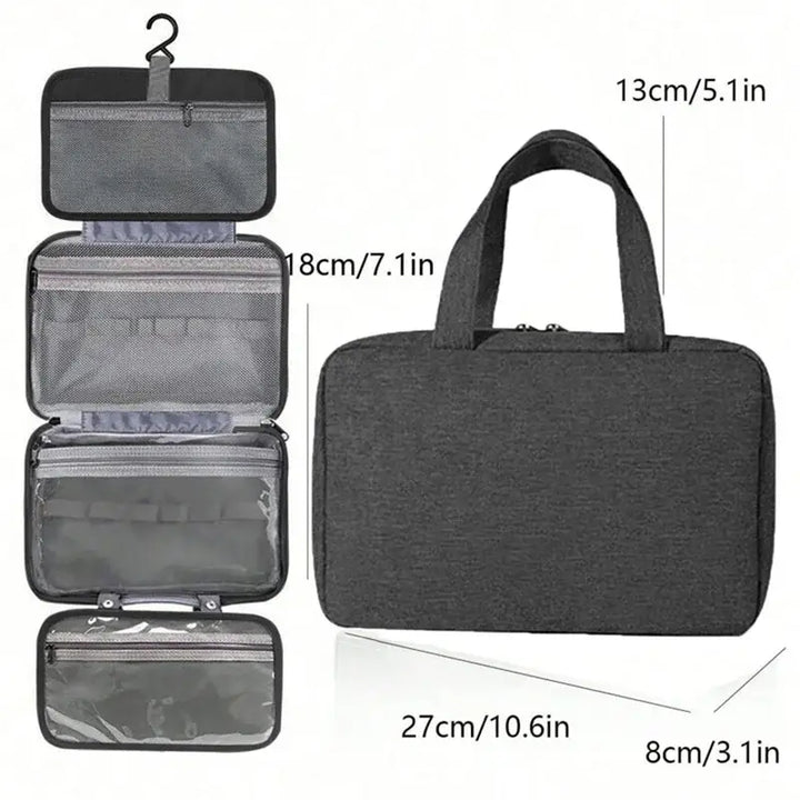Trousse de Toilette Étanche - Sac de Voyage Rangement Cosmétique Compartimenté - Noir 2