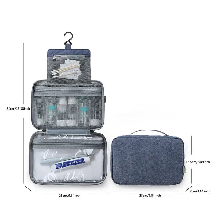 Trousse de Toilette Étanche - Sac de Voyage Rangement Cosmétique Compartimenté - Bleu 1