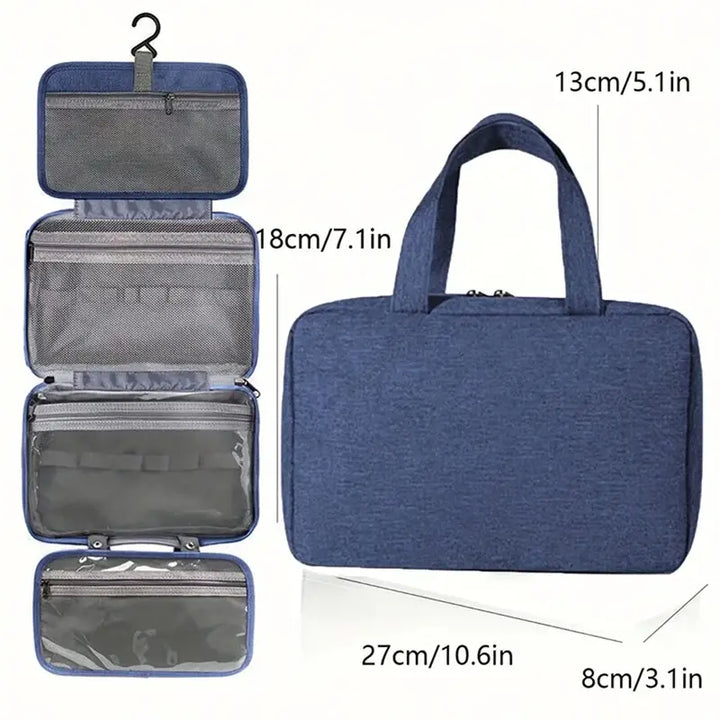 Trousse de Toilette Étanche - Sac de Voyage Rangement Cosmétique Compartimenté - Bleu 2