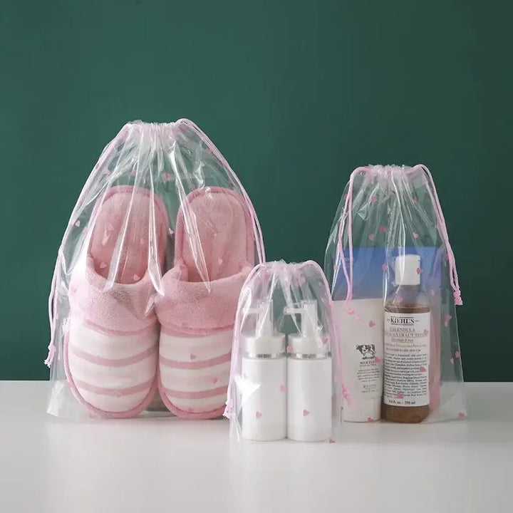 Trousse de Toilette Maquillage - Étui Transparent PVC Étanche Voyage - Coeur / S