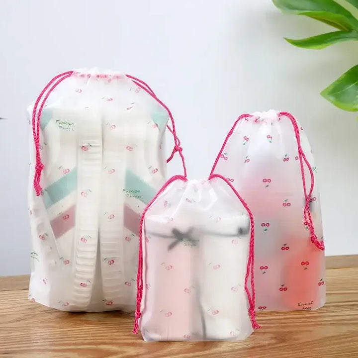 Trousse de Toilette Maquillage - Étui Transparent PVC Étanche Voyage - Cerise / S