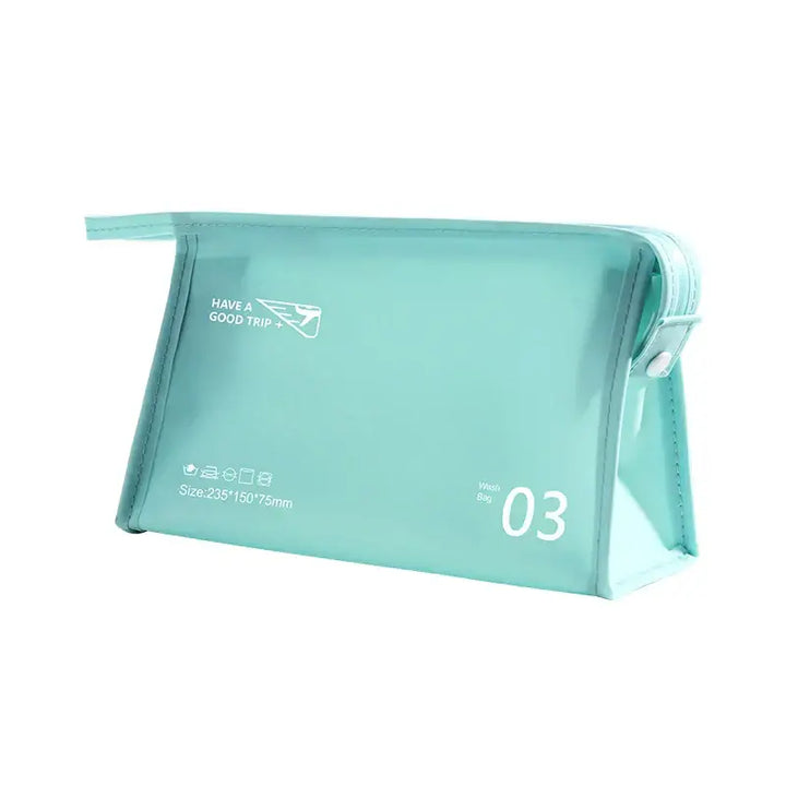Trousse de Toilette Transparente en PVC - Voyage Portable et Imperméable avec Dragonne - Bleu Ciel