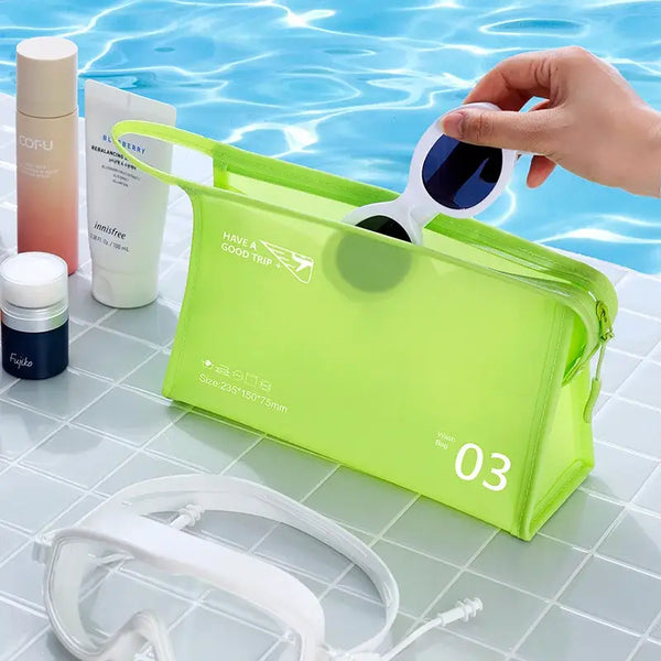 Trousse de Toilette Transparente en PVC - Voyage Portable et Imperméable avec Dragonne