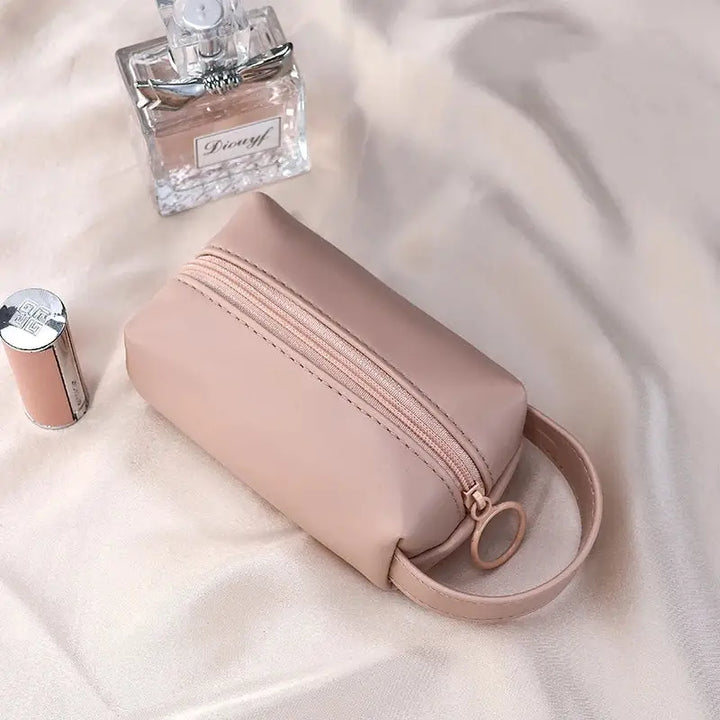 Trousse de Toilette Voyage - Compacte en Cuir PU avec Compartiments Maquillage - Rose
