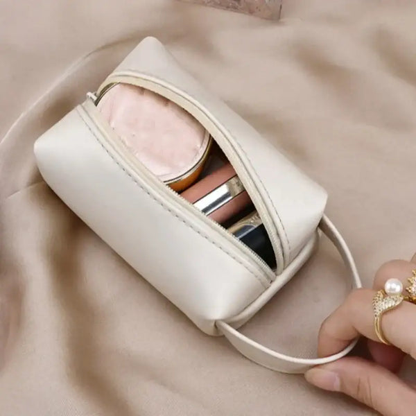 Trousse de Toilette Voyage - Compacte en Cuir PU avec Compartiments Maquillage