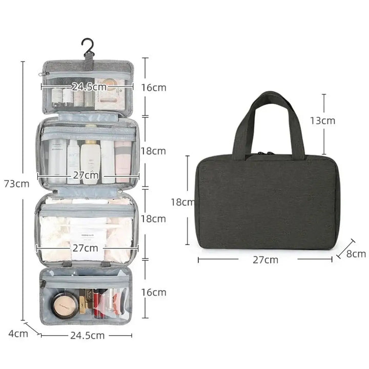 Trousse de Voyage Étanche - Grande Capacité avec Crochet de Suspension - Noir