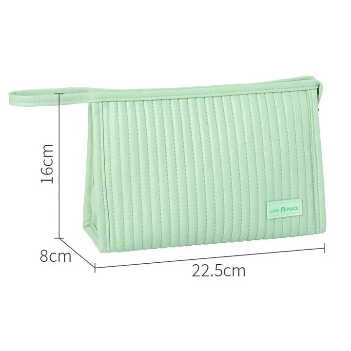 Trousse Maquillage Étanche en Cuir PU - Sac de Voyage Compact et Résistant - Vert Clair