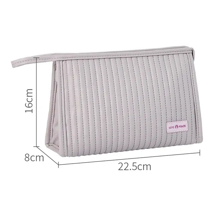 Trousse Maquillage Étanche en Cuir PU - Sac de Voyage Compact et Résistant - Lavande
