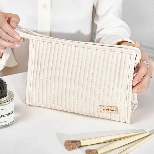 Trousse Maquillage Étanche en Cuir PU - Sac de Voyage Compact et Résistant