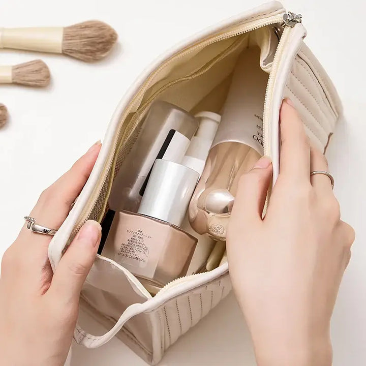 Trousse Maquillage Étanche en Cuir PU - Sac de Voyage Compact et Résistant