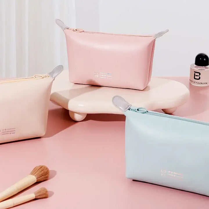 Trousse Maquillage Femme en Cuir - Sac Voyage Compact à Fermeture Éclair