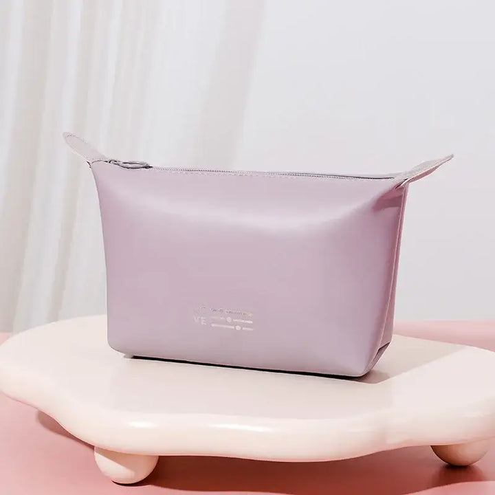 Trousse Maquillage Femme en Cuir - Sac Voyage Compact à Fermeture Éclair - Violet