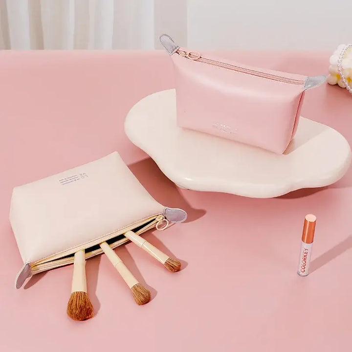 Trousse Maquillage Femme en Cuir - Sac Voyage Compact à Fermeture Éclair