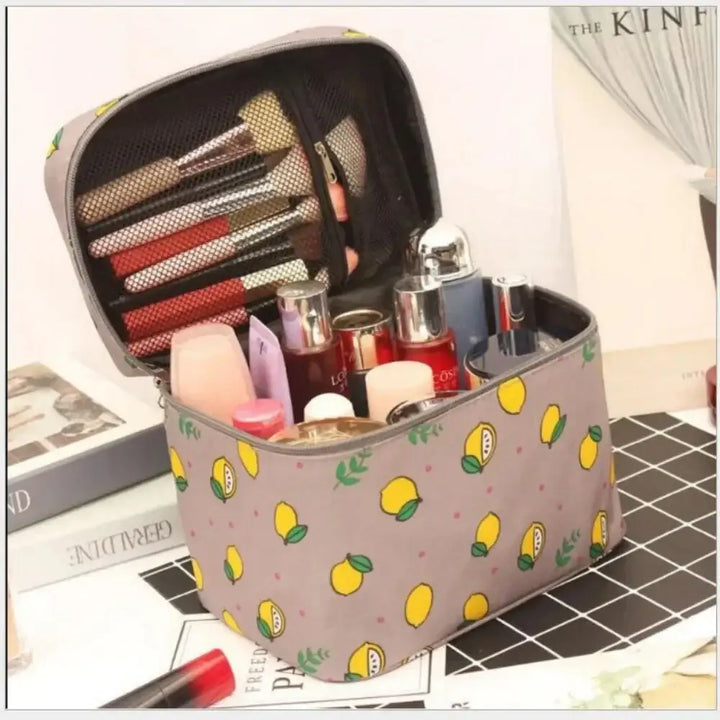 Trousse Maquillage Grande Capacité - Étanche et Pliable pour Voyage - Citron