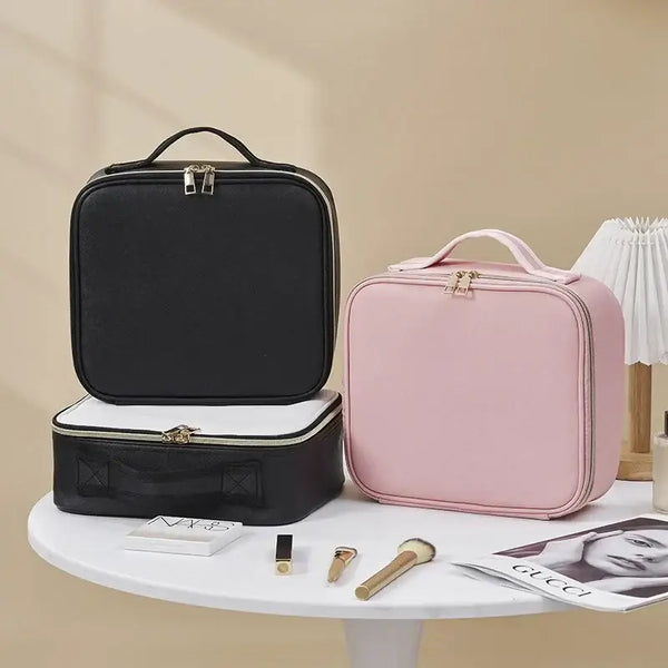 Trousse Maquillage LED - Miroir Intégré & Grande Capacité