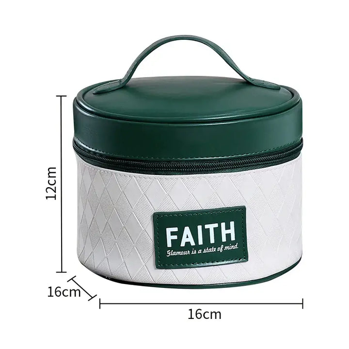 Trousse Maquillage Portable avec Poignée - Grande Capacité Voyage - Vert