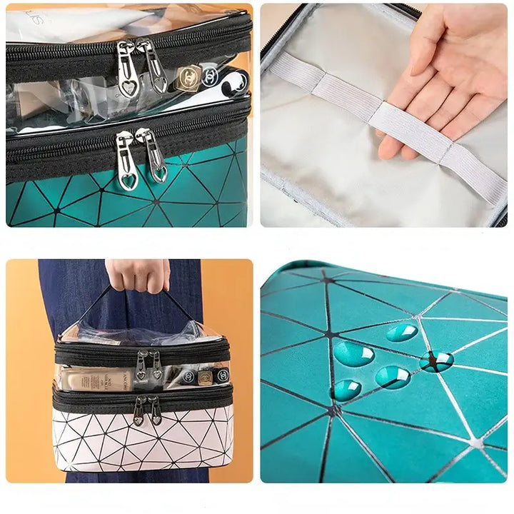 Trousse Maquillage Transparente - Étanche avec Double Fermeture à Glissière