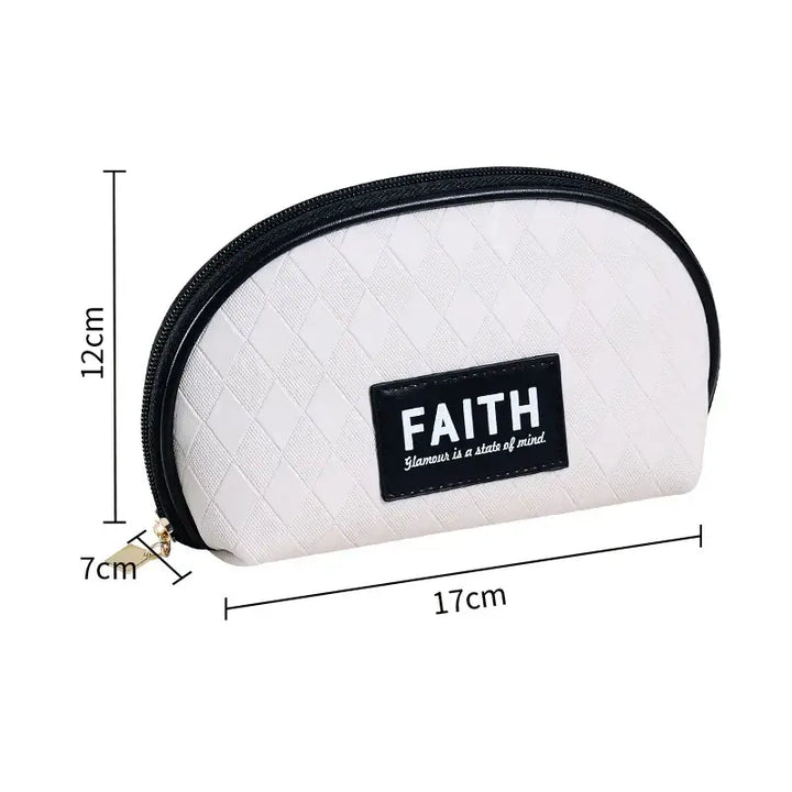 Trousse Maquillage Voyage - Demi-Ronde en Cuir Portable - Noir