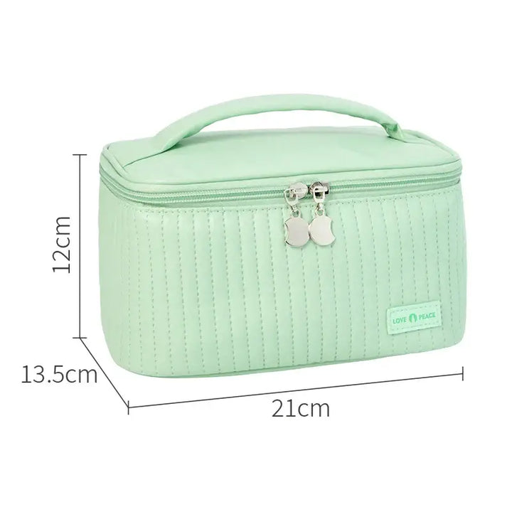 Trousse Maquillage Voyage - Grande Capacité en Cuir PU avec Compartiment Pinceaux - Vert Clair