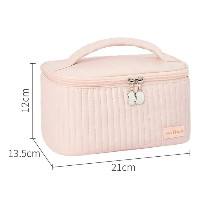 Trousse Maquillage Voyage - Grande Capacité en Cuir PU avec Compartiment Pinceaux - Rose