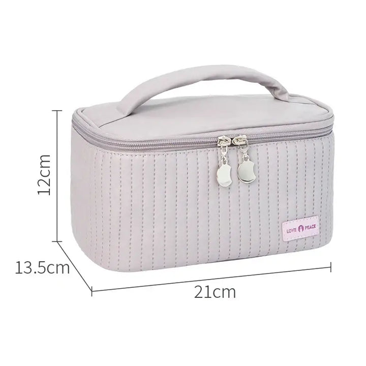 Trousse Maquillage Voyage - Grande Capacité en Cuir PU avec Compartiment Pinceaux - Gris