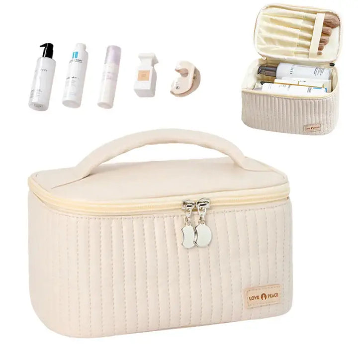 Trousse Maquillage Voyage - Grande Capacité en Cuir PU avec Compartiment Pinceaux