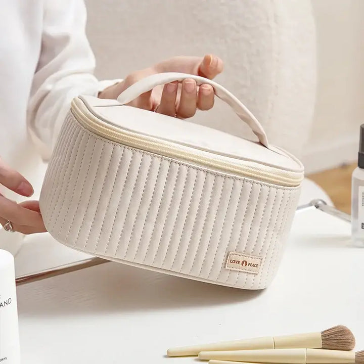 Trousse Maquillage Voyage - Grande Capacité en Cuir PU avec Compartiment Pinceaux
