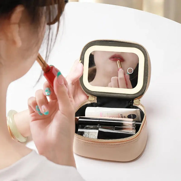 Trousse Maquillage Voyage - Miroir LED Tactile avec 3 Lumières