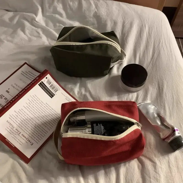 Trousse Maquillage Voyage - Style Coréen en Toile - Petit & Grand Format